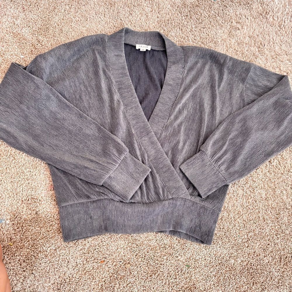 Lelis Collection heathered grey long sleeved rib knit sweater - S